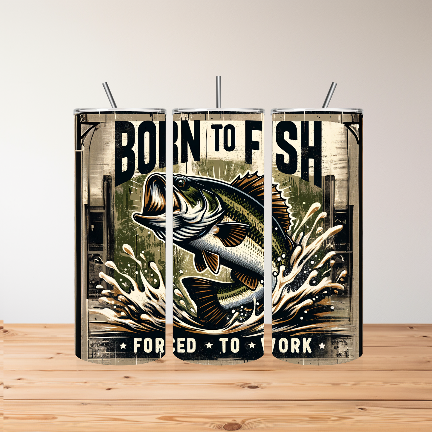 Born to Fish, Forced to Work - 20oz Personalised Tumbler