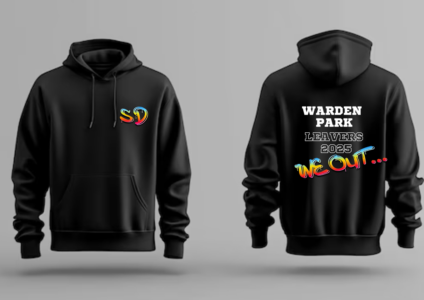 Custom Leavers 2025 Hoodies – Black Cotton with Choice of Slogan