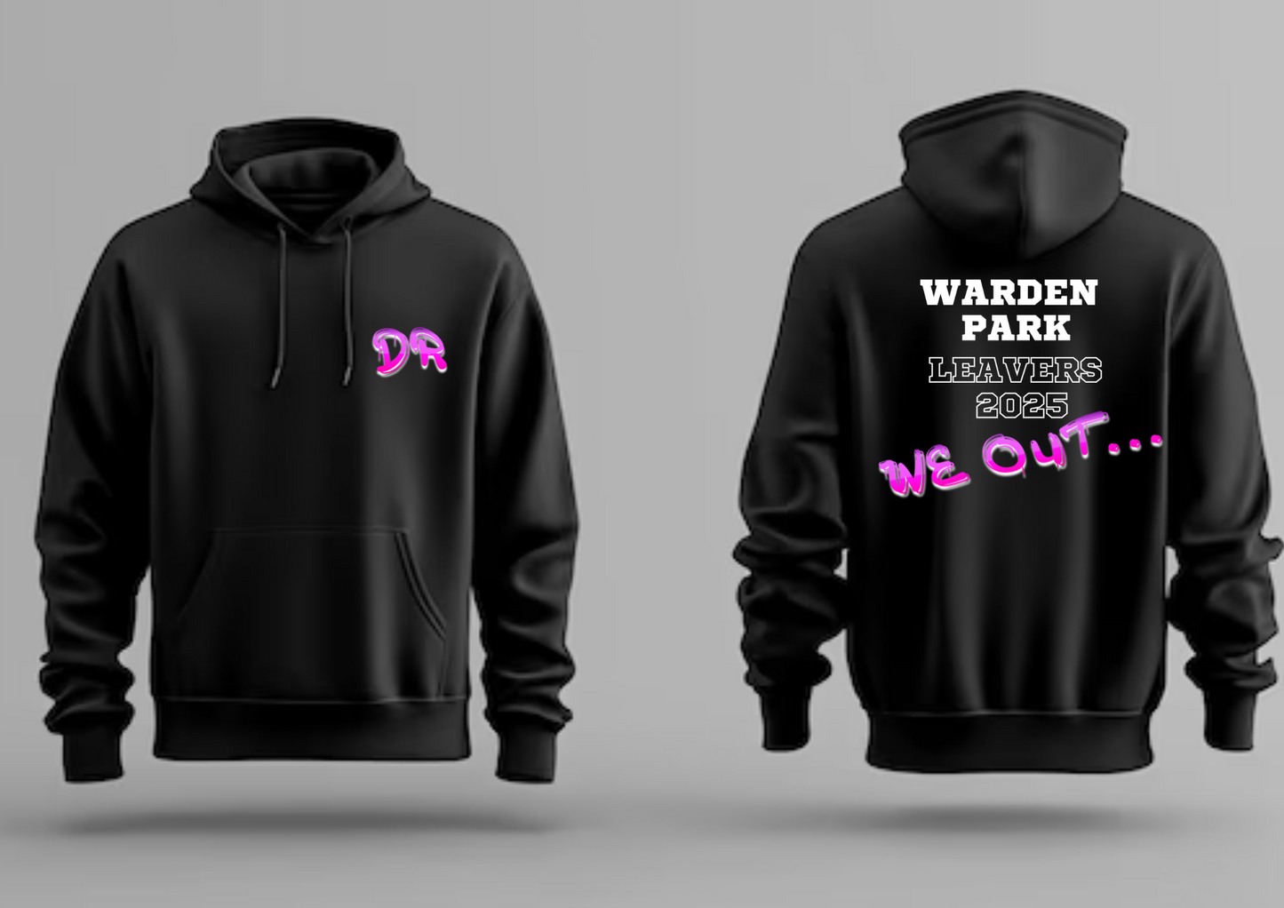 Custom Leavers 2025 Hoodies – Black Cotton with Choice of Slogan