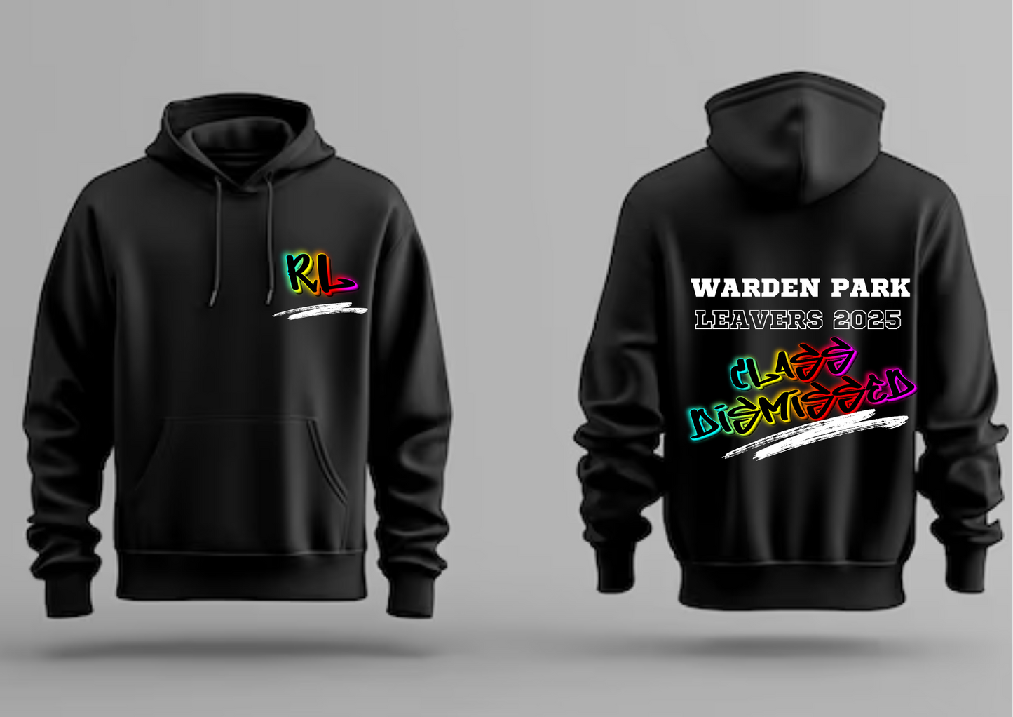 Custom Leavers 2025 Hoodies – Black Cotton with Choice of Slogan