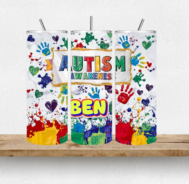 Personalised Autism Awareness 20oz Tumbler – Choice of Lids