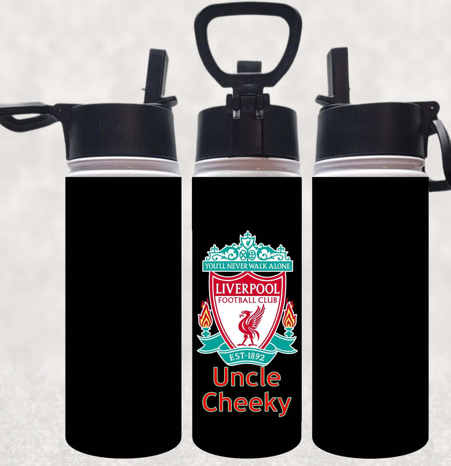 Personalised Liverpool FC Water Bottle Tumbler – Custom Name | 20oz Sports Lid & Straw