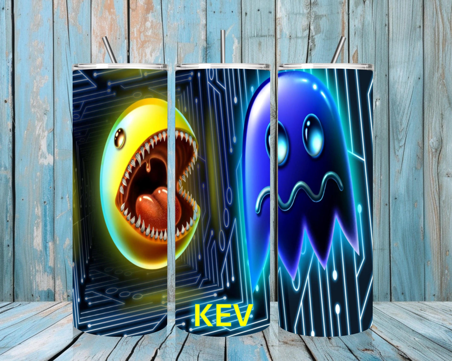 Pac-Man Themed 20oz Tumbler – Retro Arcade Inspired Drinkware | Customisable with Name Option