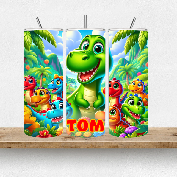 Personalised Dinosaur 20oz Tumbler – Vibrant & Fun Design