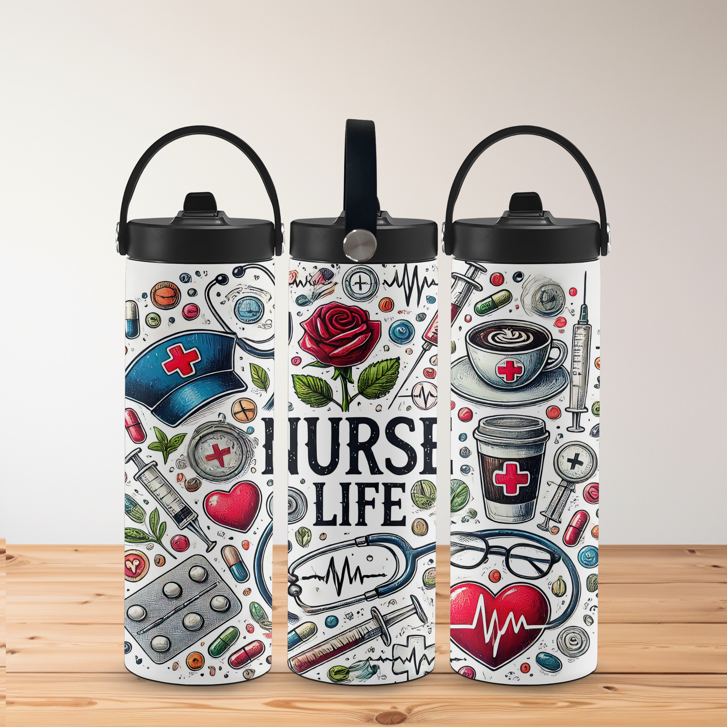 Nurse Life Tumbler – 20oz Stainless Steel Insulated Bottle with Nursing Design