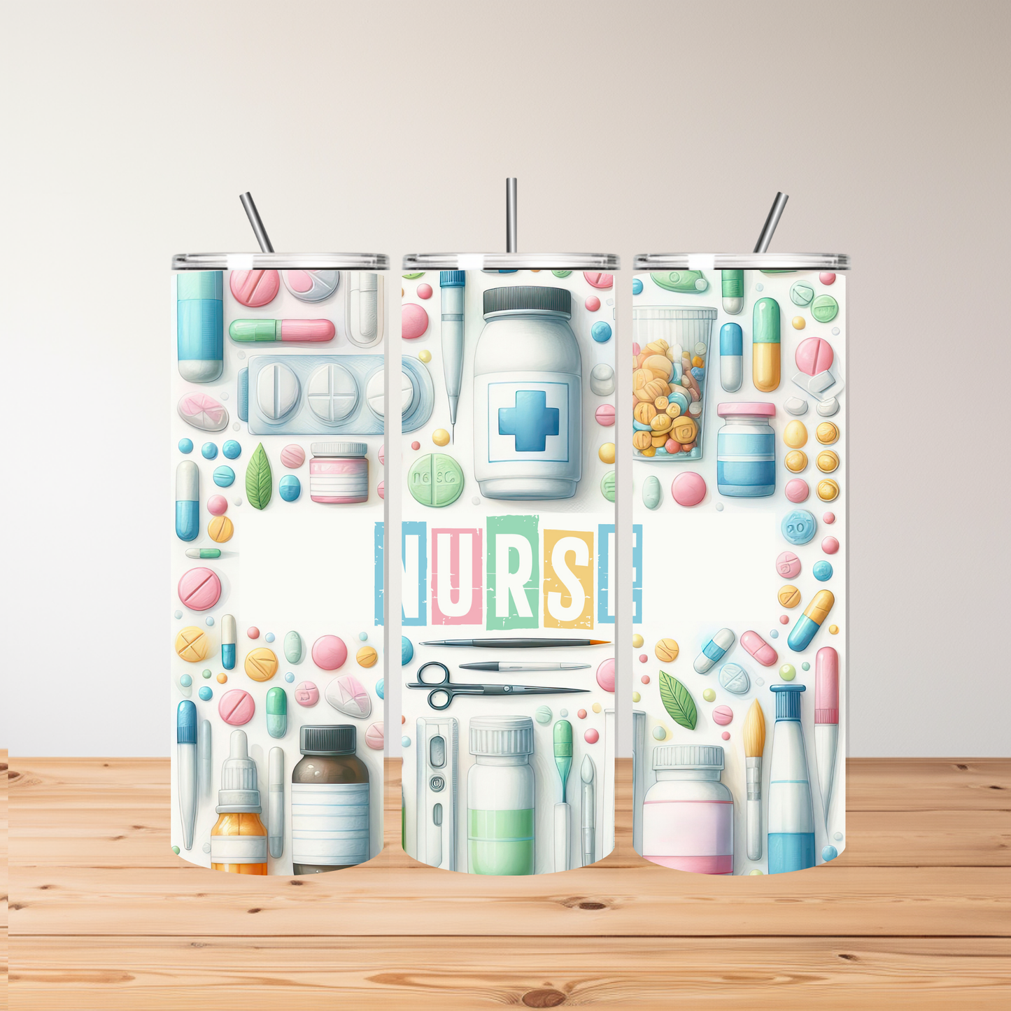 Pastel Nurse-Themed Tumbler – Personalised – Perfect for Healthcare Heroes