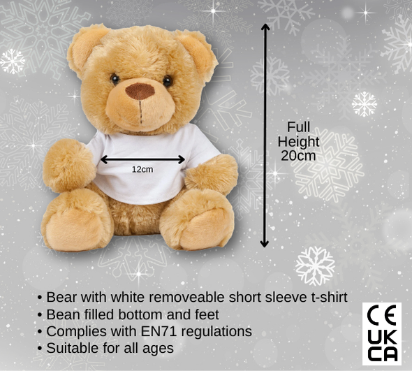 Personalised Ashdown Christmas Bear in a T-Shirt