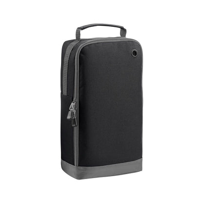A black and gray bag with a handle and zipper closure.