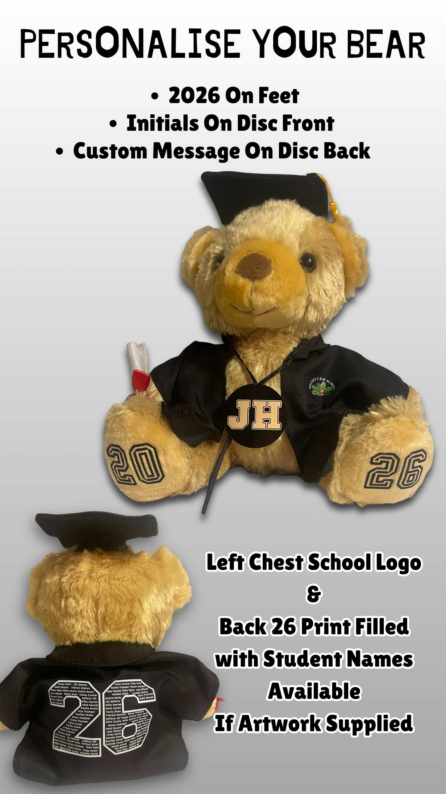Personalised 2026 Graduation Teddy Bear – Keepsake Gift for Nursery, School, or Uni Leavers