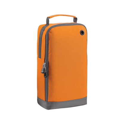 An orange and gray bag with a handle and zipper closure.