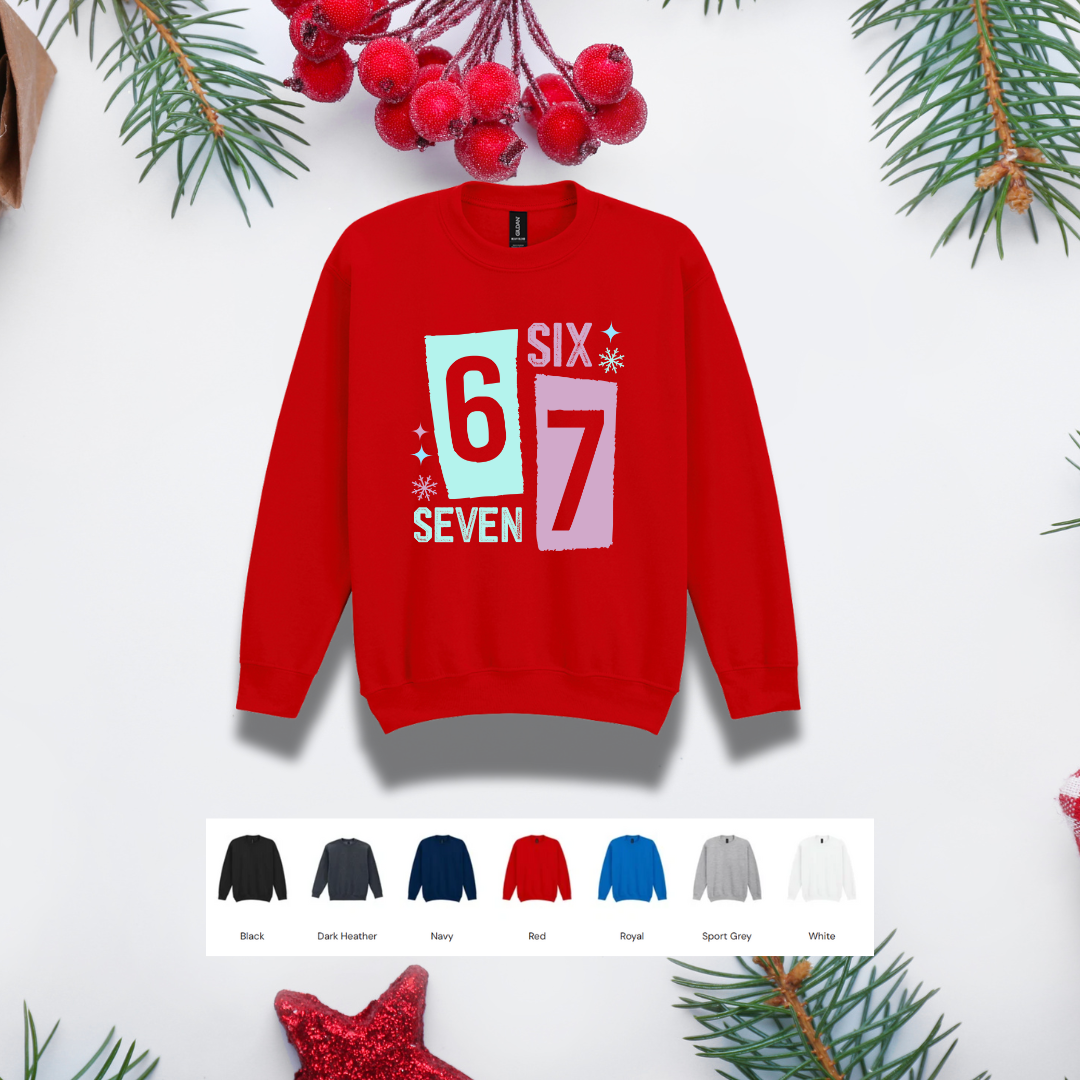 Kids Christmas Sweater – '67' Red & Green