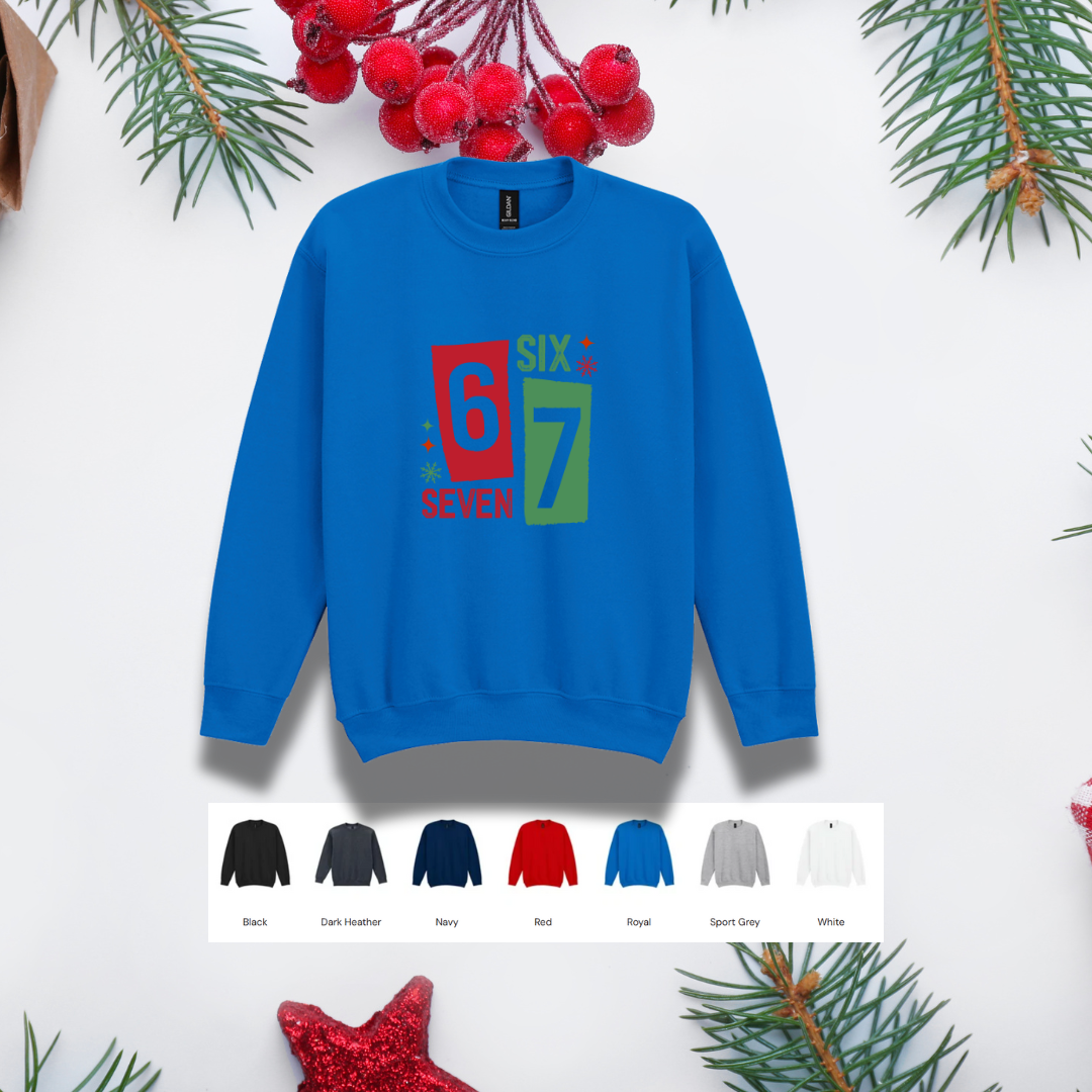 Kids Christmas Sweater – '67' Red & Green