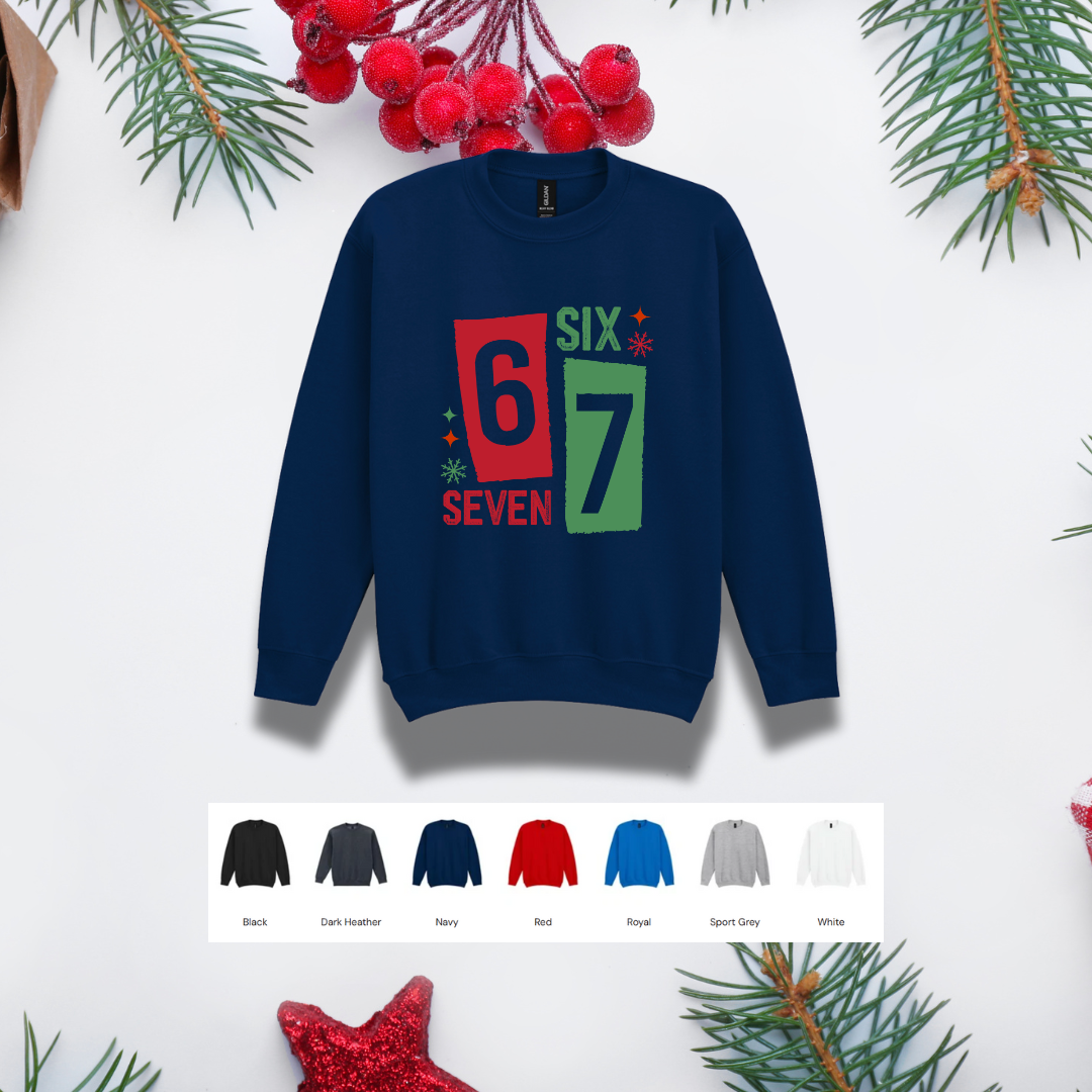 Kids Christmas Sweater – '67' Red & Green