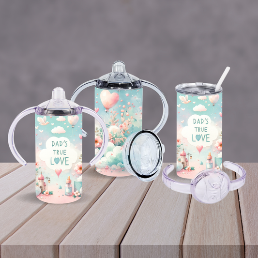 Fairytale “Dad’s True Love” Sippy Cup – 2 Lids Included | Personalised Toddler Cup