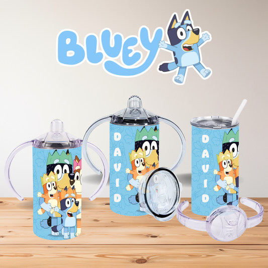 Personalised Bluey-Inspired Kids Sippy Cup – 2-in-1 Lid Design