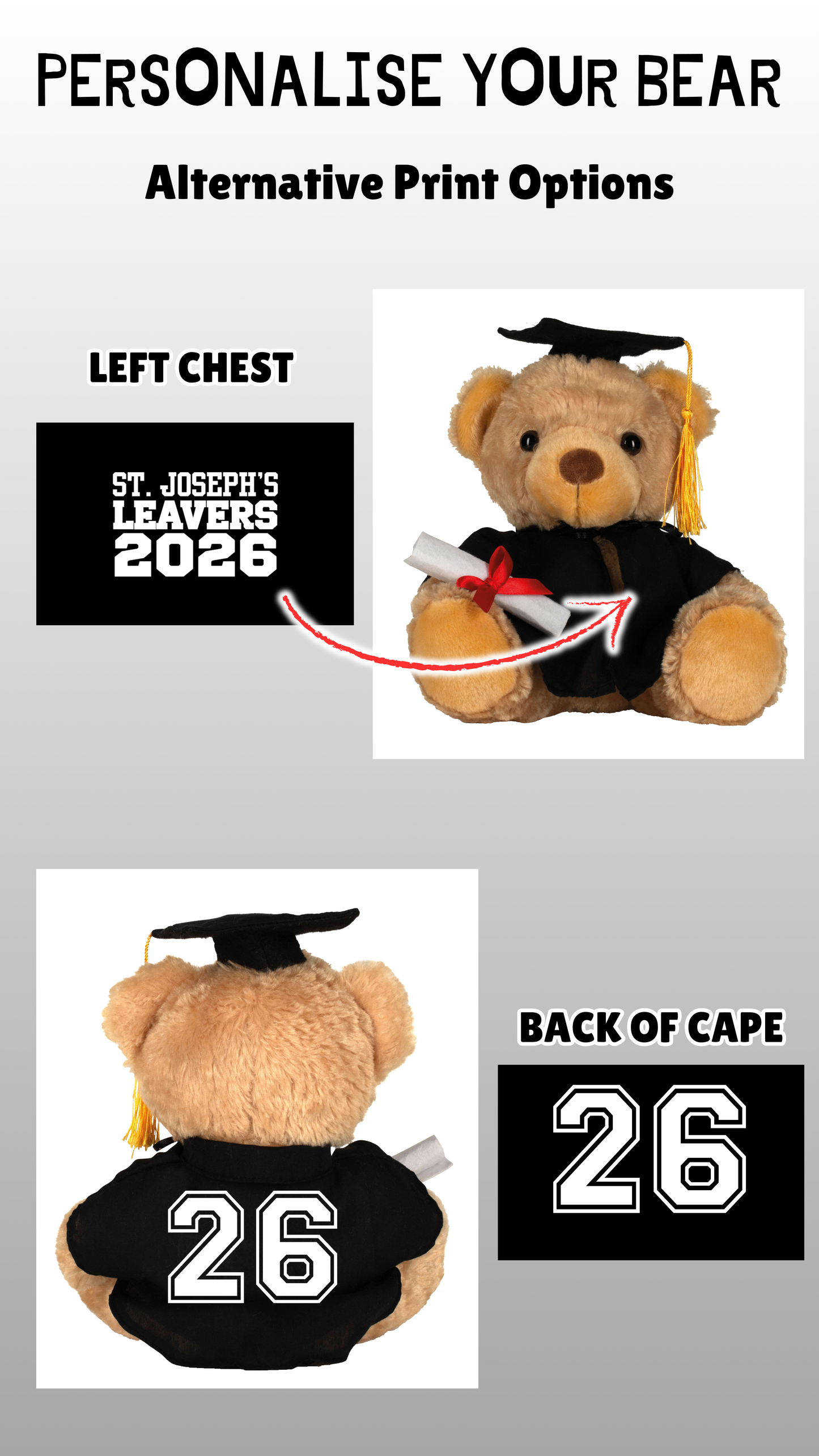 Personalised 2026 Graduation Teddy Bear – Keepsake Gift for Nursery, School, or Uni Leavers