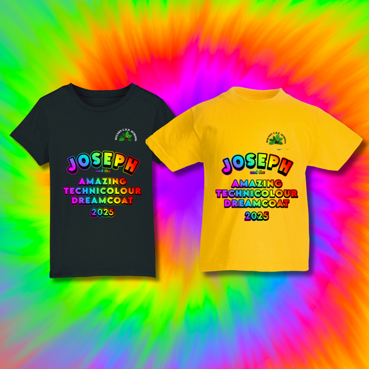 Joseph and the Amazing Technicoloured Dreamcoat Kids T-Shirt – Black or Yellow