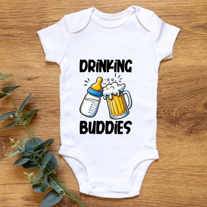 "Drinking Buddies" Baby Vest – Funny Matching Design with Milk & Beer Bottles