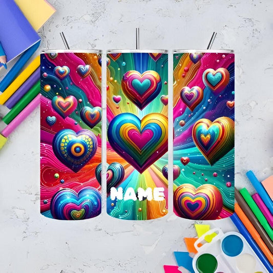 Custom Heart Design 20oz Tumbler – Personalise with Your Name!