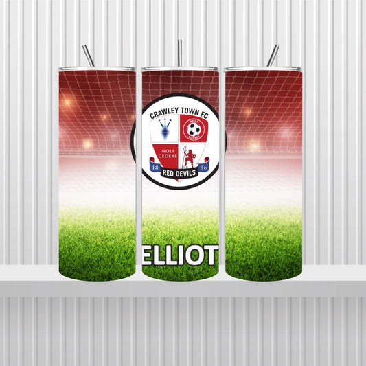 Customisable Crawley Town FC 20oz Tumbler - Personalised Name Stainless Steel Insulated
