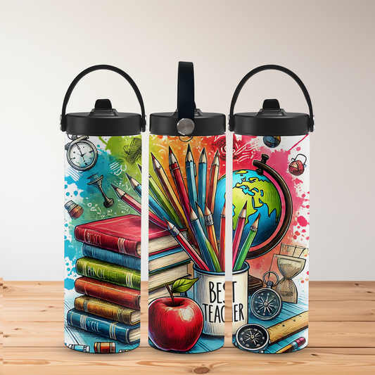 Best Teacher 20oz Tumbler – School-Themed Design with Educational Icons | Personalised Gift for Teachers