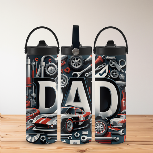 Personalised Dad Tumbler – Car & Tools Design