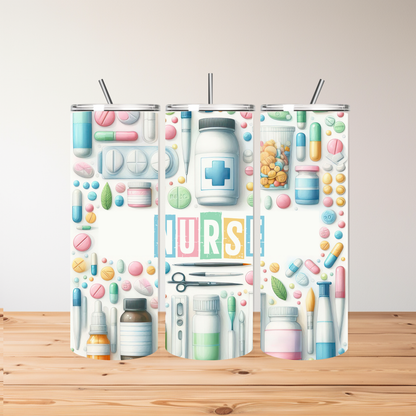 Pastel Nurse-Themed Tumbler – Personalised – Perfect for Healthcare Heroes