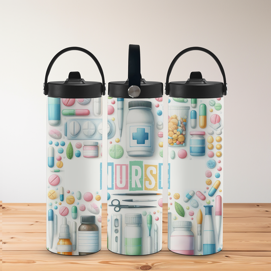 Pastel Nurse-Themed Tumbler – Personalised – Perfect for Healthcare Heroes